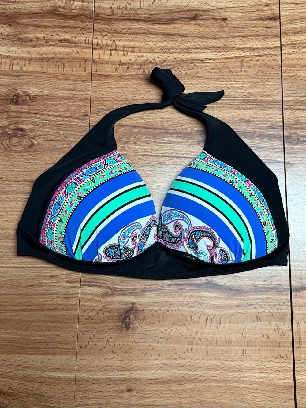 Women’s Halter Bikini Top bulge control with Striped, Paisley and Floral Print